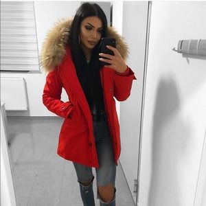 Parka,raccoon fur  cap